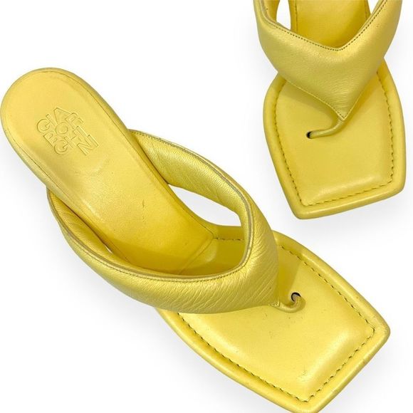 GIA BORGHINI Puffy Leather Square Toe Sandals Butter Yellow Womens Size 39 - Picture 3 of 11